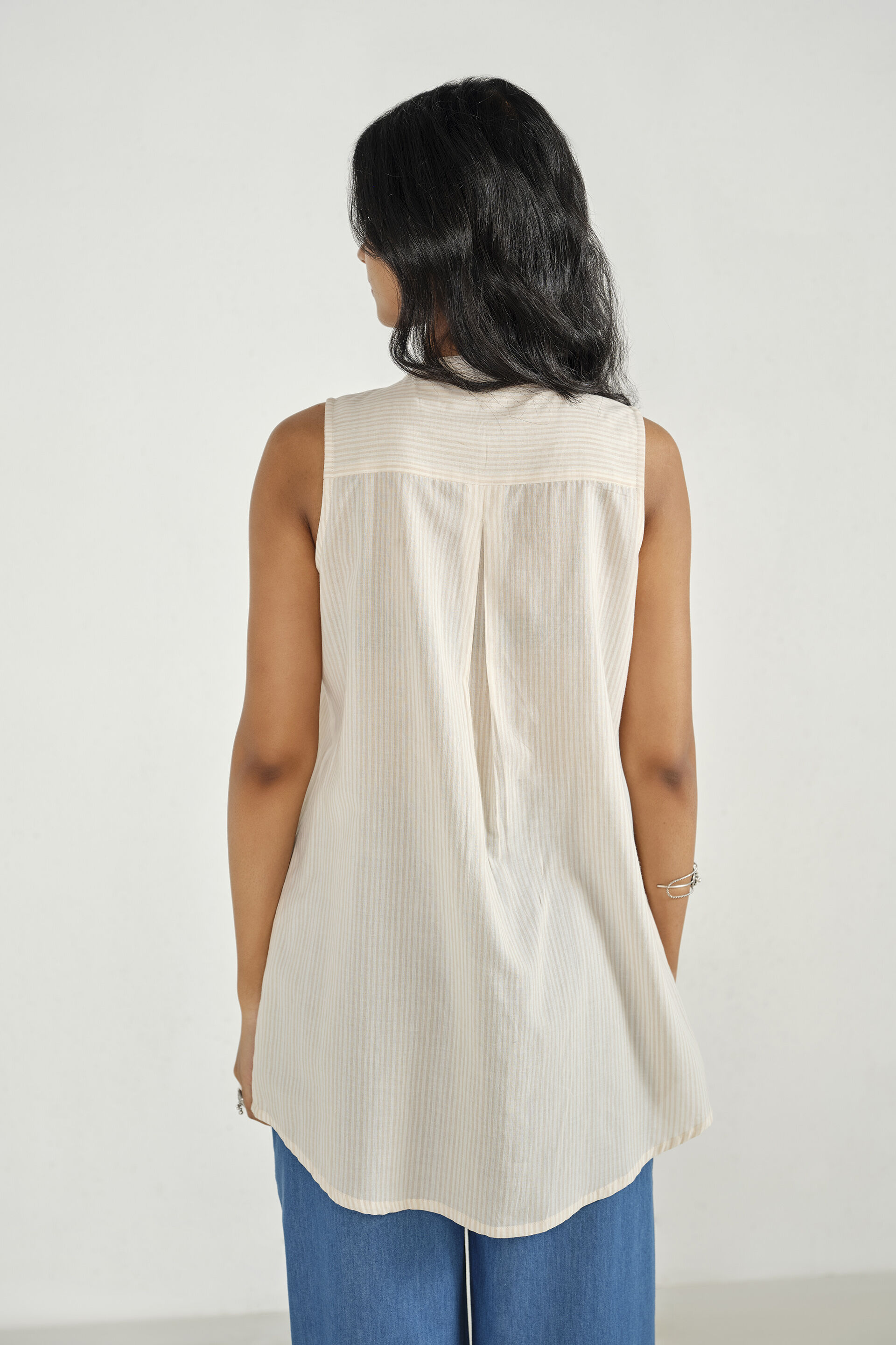 Beige Printed Sleeveless Tunic, Beige, image 6